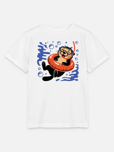 Lustiger Otter mit Taucherbrille - Stanley/Stella Kinder T-Shirt MINI CREATOR - Weiß