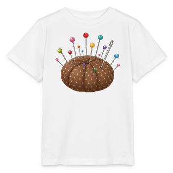 Nadelkissen mit bunten Stecknadeln - Stanley/Stella Kinder T-Shirt MINI CREATOR  - Weiß - Vorne - Maike (125cm)