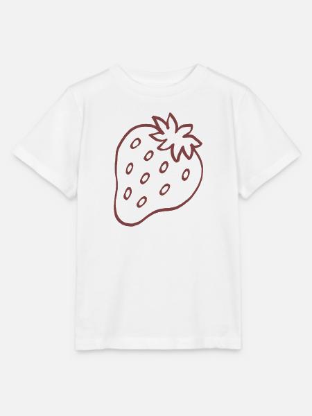 Strawberry Minimal Line Art - Stanley/Stella Kinder T-Shirt MINI CREATOR  - Weiß
