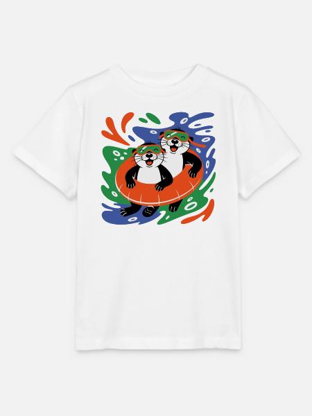 Otter im Schwimmring - Stanley/Stella Kinder T-Shirt MINI CREATOR  - Weiß
