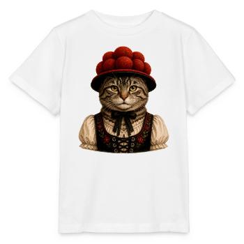Chat de la Forêt-Noire avec Bollenhut - T-shirt bio MINI CREATOR Stanley/Stella Enfant - blanc - Devant - Maike (125cm)