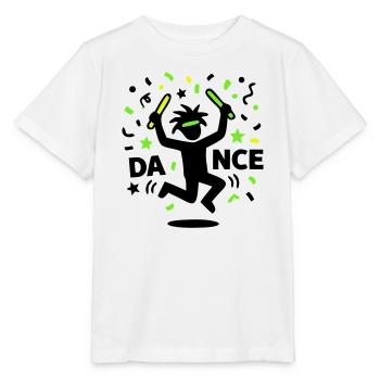 Fête techno rave des années 90 avec des bonhommes bâtons dansants - T-shirt bio MINI CREATOR Stanley/Stella Enfant - blanc - Devant - Maike (125cm)