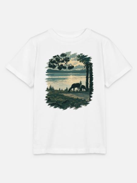 Dämmerung am Yellowstone Lake Wildszene - Stanley/Stella Kinder T-Shirt MINI CREATOR  - Weiß