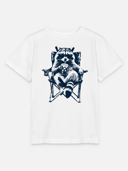 Camping Waschbär mit Eiskaffee - Stanley/Stella Kinder T-Shirt MINI CREATOR - Weiß