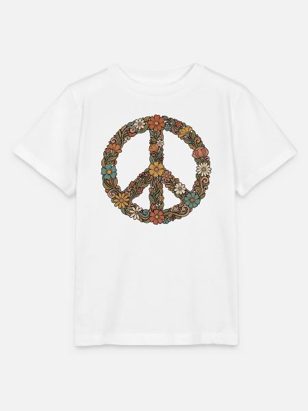 60er Peace Symbol Blumen - Stanley/Stella Kinder T-Shirt MINI CREATOR - Weiß