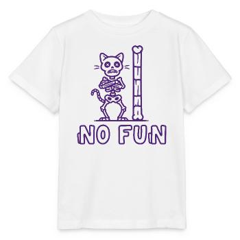 No Fun Spruch Skelett Katze Gothic - Stanley/Stella Kinder T-Shirt MINI CREATOR  - Weiß - Vorne - Maike (125cm)