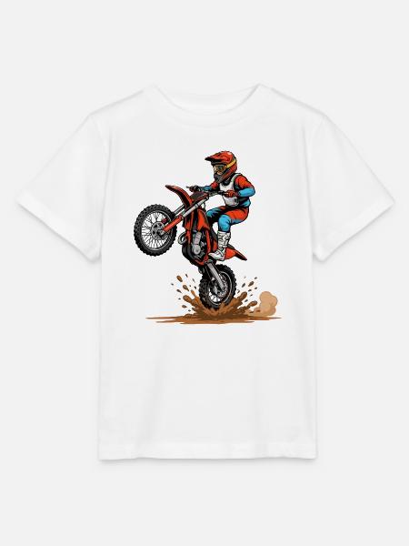 Motocross Sprung im Schlamm - Stanley/Stella Kinder T-Shirt MINI CREATOR - Weiß