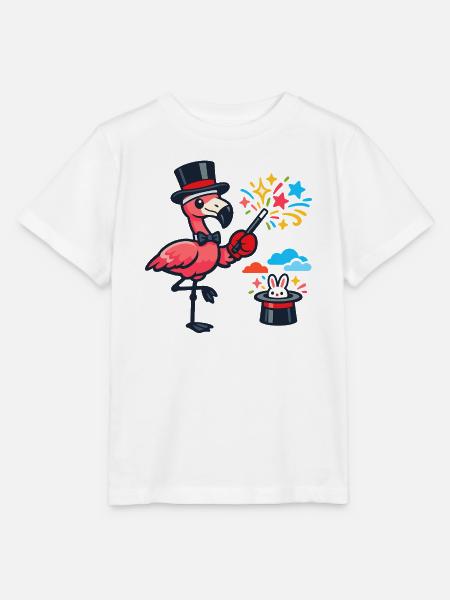 Flamingo-Zauberer im Hut - Stanley/Stella Kinder T-Shirt MINI CREATOR  - Weiß