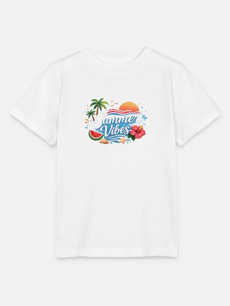 Summer Vibes Tropical Beach T-Shirt Design - Stanley/Stella Kinder T-Shirt MINI CREATOR  - Weiß