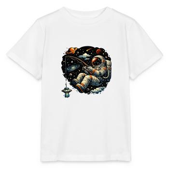 Kosmischer Angel: Astronautenfischen - Stanley/Stella Kinder T-Shirt MINI CREATOR  - Weiß - Vorne - Maike (125cm)