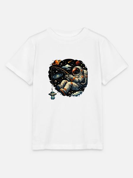 Cosmic Angler : Astronaut Fishing - T-shirt bio MINI CREATOR Stanley/Stella Enfant - blanc