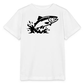 Poissons sauteurs, pêche à la truite, pêche à la ligne - T-shirt bio MINI CREATOR Stanley/Stella Enfant - blanc - Devant - Maike (125cm)