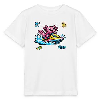 Axolotl Jet Ski Neon Splash - Stanley/Stella Kinder T-Shirt MINI CREATOR  - Weiß - Vorne - Maike (125cm)