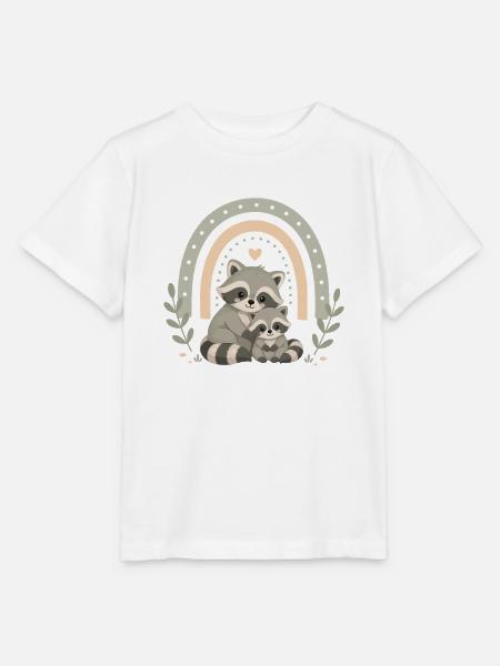 Waschbär Familie Boho Regenbogen - Stanley/Stella Kinder T-Shirt MINI CREATOR - Weiß