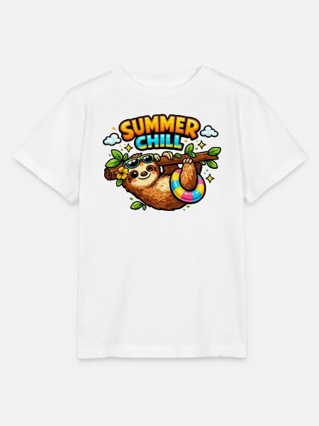 Sommerfaulenzen Faultier Cartoon - Stanley/Stella Kinder T-Shirt MINI CREATOR - Weiß