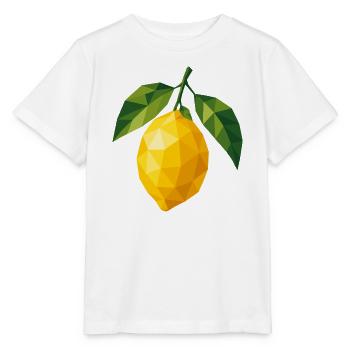 Geometric Lemon | Polygon Fruit Motif - Stanley/Stella MINI CREATOR Kids’ T-Shirt - white - Front - Maike (125cm)