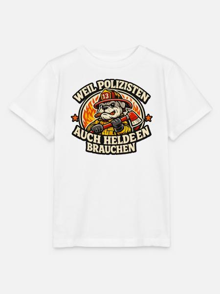 Polizeihelden Hund Feuerwehraxt - Stanley/Stella Kinder T-Shirt MINI CREATOR - Weiß