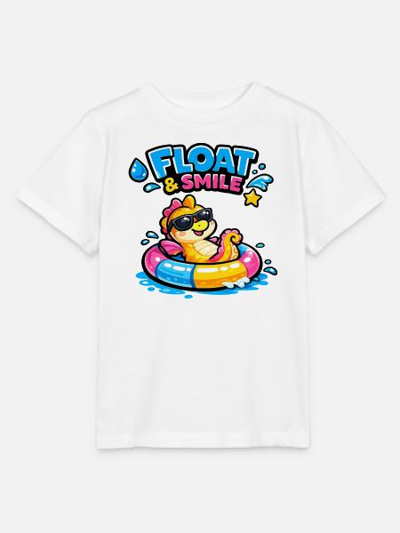 Sommerspaß Dino im Schlauchboot - Stanley/Stella Kinder T-Shirt MINI CREATOR  - Weiß