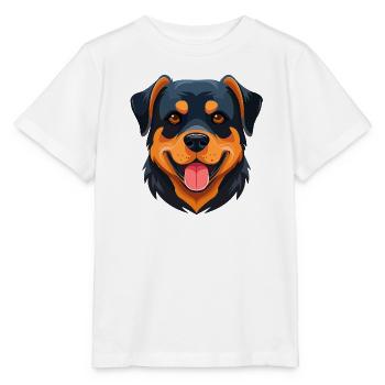 Rottweiler (comic portrait) - Stanley/Stella MINI CREATOR Kids’ T-Shirt - white - Front - Maike (125cm)