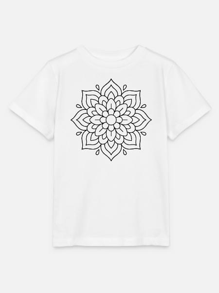 Blumen Mandala zum ausmalen - Stanley/Stella Kinder T-Shirt MINI CREATOR - Weiß