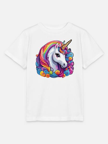 Flammendes Regenbogeneinhorn - Stanley/Stella Kinder T-Shirt MINI CREATOR - Weiß
