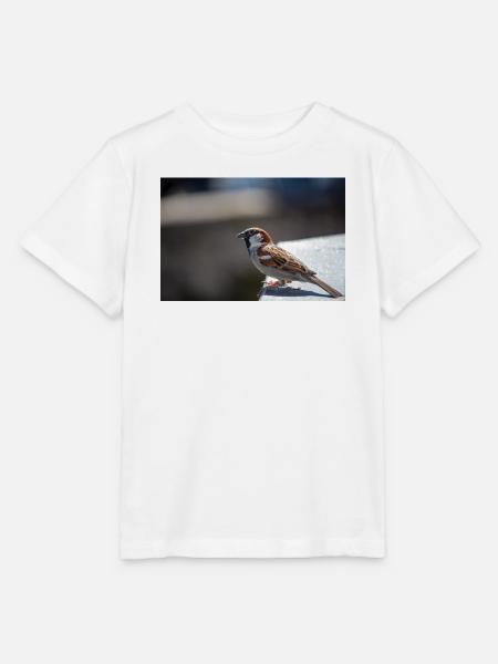 Vogel Spatz auf Beobachtung - Stanley/Stella Kinder T-Shirt MINI CREATOR  - Weiß