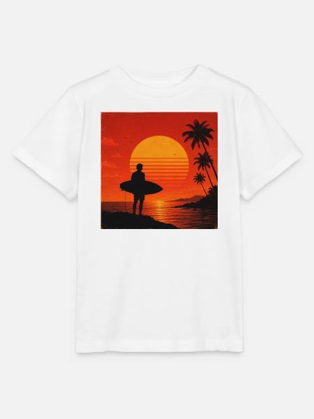 Sunset Surfer Silhouette - Stanley/Stella Kinder T-Shirt MINI CREATOR - Weiß