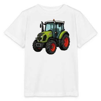 Grüner Traktor Cartoon - Stanley/Stella Kinder T-Shirt MINI CREATOR  - Weiß - Vorne - Maike (125cm)