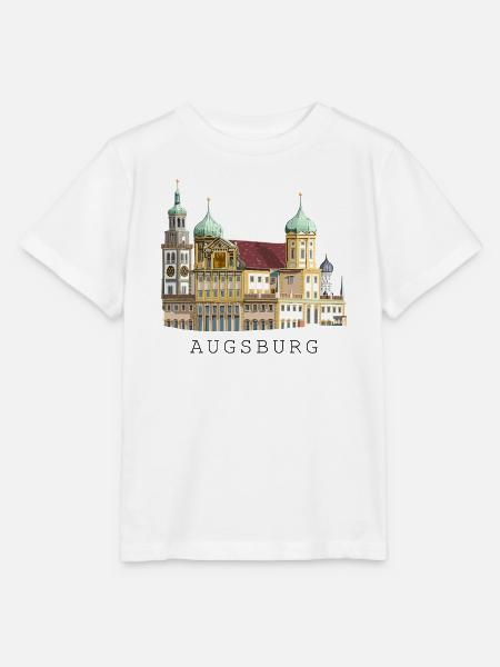 Augsburger Stadtsilhouette, Handzeichnung Rathaus - Stanley/Stella Kinder T-Shirt MINI CREATOR  - Weiß