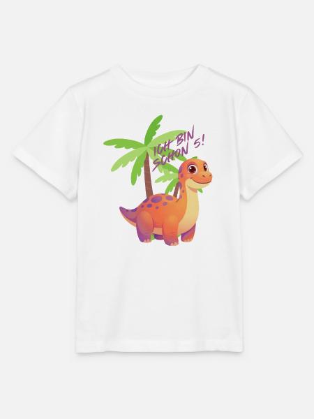 Dino - Ich bin schon 5 ! - Stanley/Stella Kinder T-Shirt MINI CREATOR - Weiß