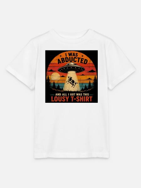 Entführtes Kuh-UFO-Retro-Tee - Stanley/Stella Kinder T-Shirt MINI CREATOR  - Weiß