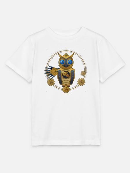 Steampunk Eule Zahnräder - Stanley/Stella Kinder T-Shirt MINI CREATOR  - Weiß