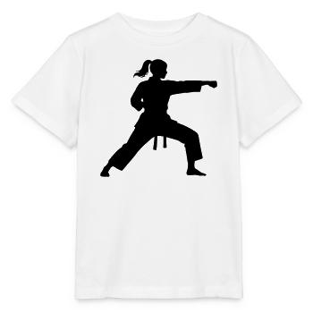 Frau Kampfsport Silhouette - Stanley/Stella Kinder T-Shirt MINI CREATOR  - Weiß - Vorne - Maike (125cm)