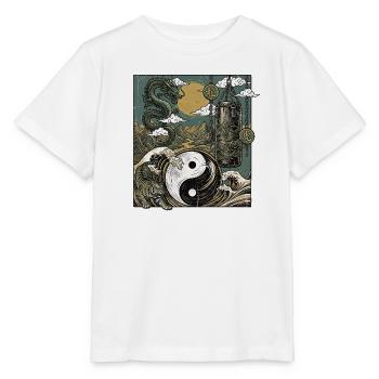 Yin Yang Boxen Drache - Stanley/Stella Kinder T-Shirt MINI CREATOR  - Weiß - Vorne - Maike (125cm)