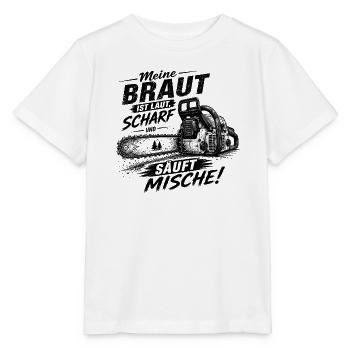 Kettensäge Braut Spruchdesign - Stanley/Stella Kinder T-Shirt MINI CREATOR  - Weiß - Vorne - Maike (125cm)