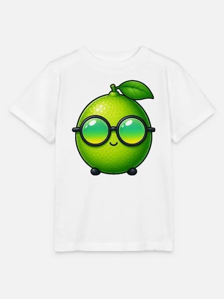 Limette Zitrone Cartoon Sommerdesign - Stanley/Stella Kinder T-Shirt MINI CREATOR - Weiß