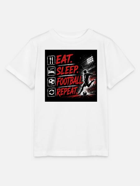 Eat Sleep Football Repeat - Stanley/Stella Kinder T-Shirt MINI CREATOR - Weiß
