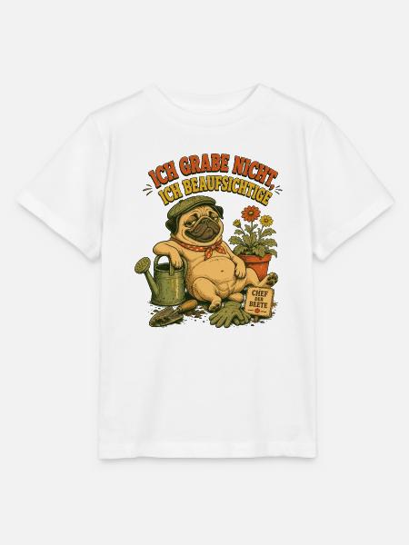 Gärtner Mops Chef der Beete - Stanley/Stella Kinder T-Shirt MINI CREATOR  - Weiß