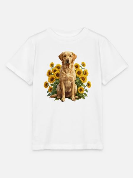 Sonnenblumenhund im Feld - Stanley/Stella Kinder T-Shirt MINI CREATOR - Weiß