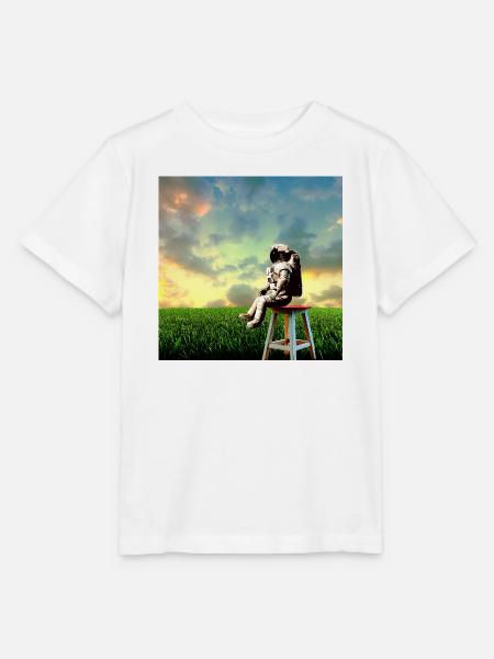 Astronaut bei Dämmerung auf dem Feld - Stanley/Stella Kinder T-Shirt MINI CREATOR  - Weiß