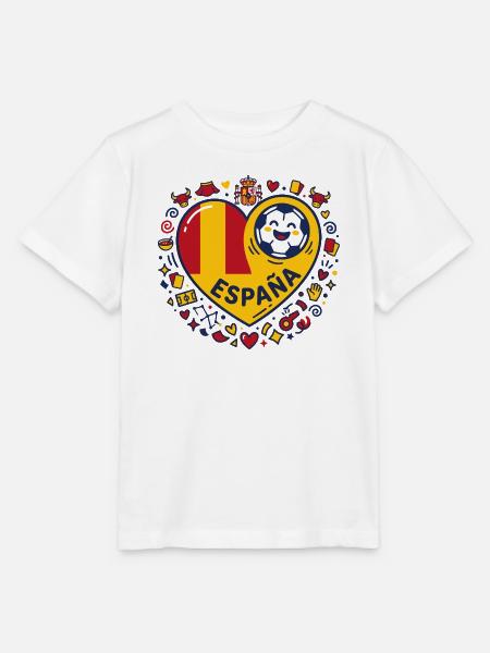Spanien Herz Fußball Motiv - Stanley/Stella Kinder T-Shirt MINI CREATOR - Weiß