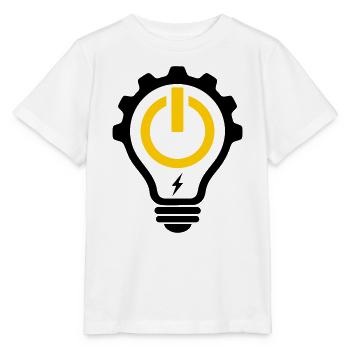 Electrician Light Bulb Lightning and Gear - Stanley/Stella MINI CREATOR Kids’ T-Shirt - white - Front - Maike (125cm)