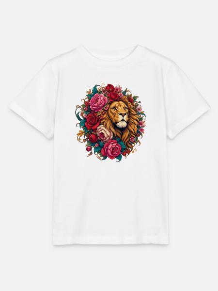 Löwe im Blütenkreis - Stanley/Stella Kinder T-Shirt MINI CREATOR - Weiß