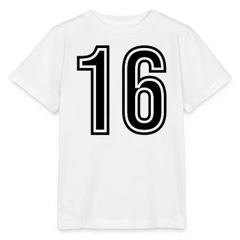Symbole numérique 16 - T-shirt bio MINI CREATOR Stanley/Stella Enfant - blanc - Devant - Maike (125cm)