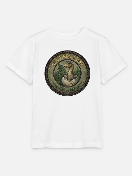 Dinosaurier, der unter Farnen auftaucht - Stanley/Stella Kinder T-Shirt MINI CREATOR - Weiß