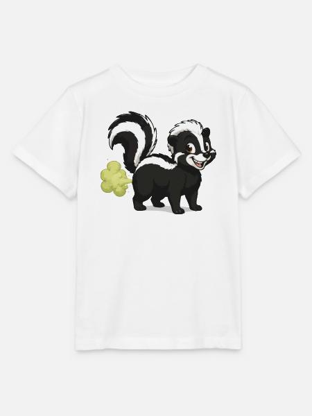 Puffender Skunk Cartoon - Stanley/Stella Kinder T-Shirt MINI CREATOR - Weiß