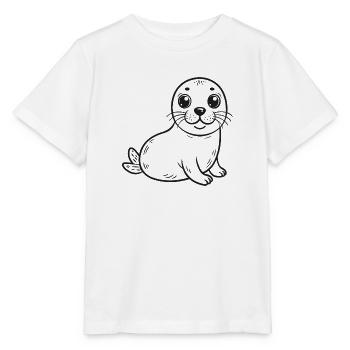 Phoque - T-shirt bio MINI CREATOR Stanley/Stella Enfant - blanc - Devant - Maike (125cm)