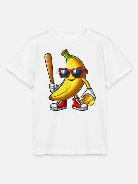 Banana Sunglasses Playing Softball - Stanley/Stella Kinder T-Shirt MINI CREATOR - Weiß