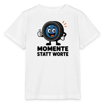 Des moments au lieu des mots – lentille comique avec pouce - T-shirt bio MINI CREATOR Stanley/Stella Enfant - blanc - Devant - Maike (125cm)