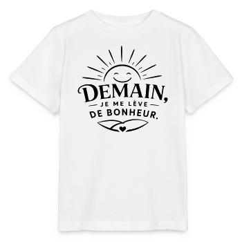 Demain je me lève de bonheur - T-shirt bio MINI CREATOR Stanley/Stella Enfant - blanc - Devant - Maike (125cm)